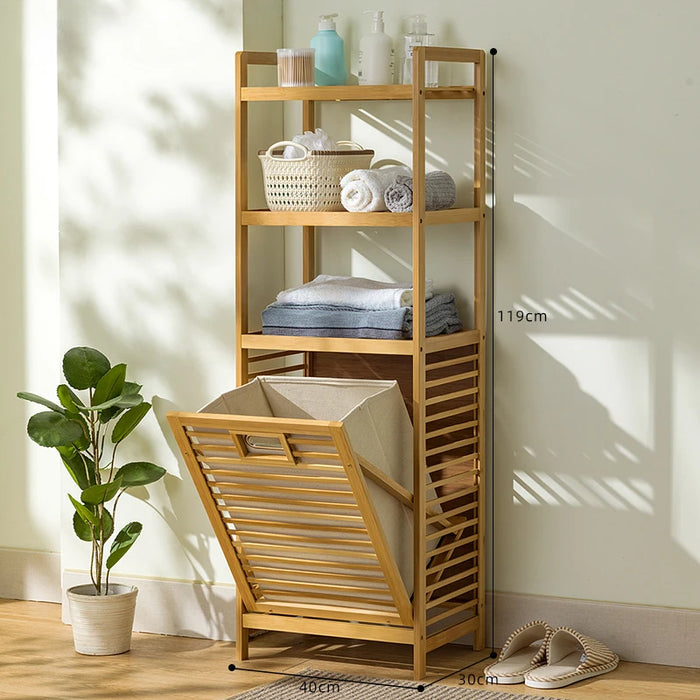 Bamboo Laundry Hamper with Shelf