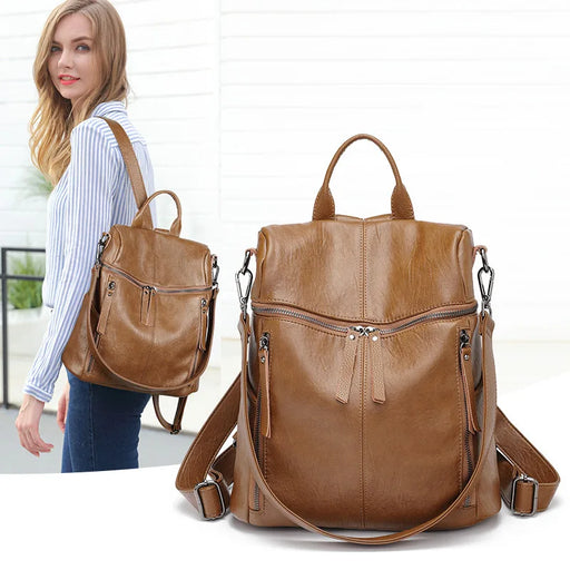 Soft Leather Backpack Lightweight Women Backpack Sheepskin Casual Waterproof Travel Bag Mother Kids Bags for Girl School Bags