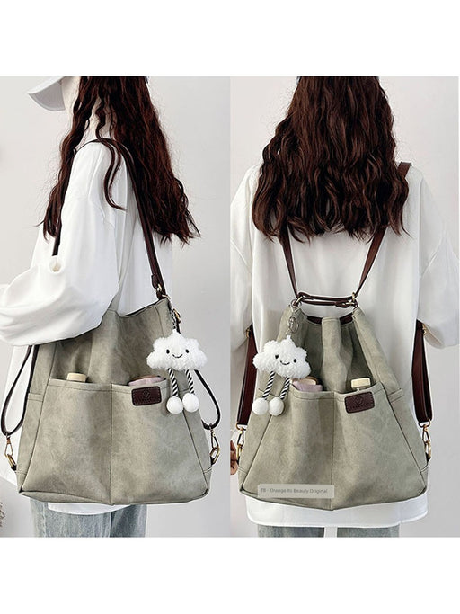 Women's Denim & Leather Tote Bag