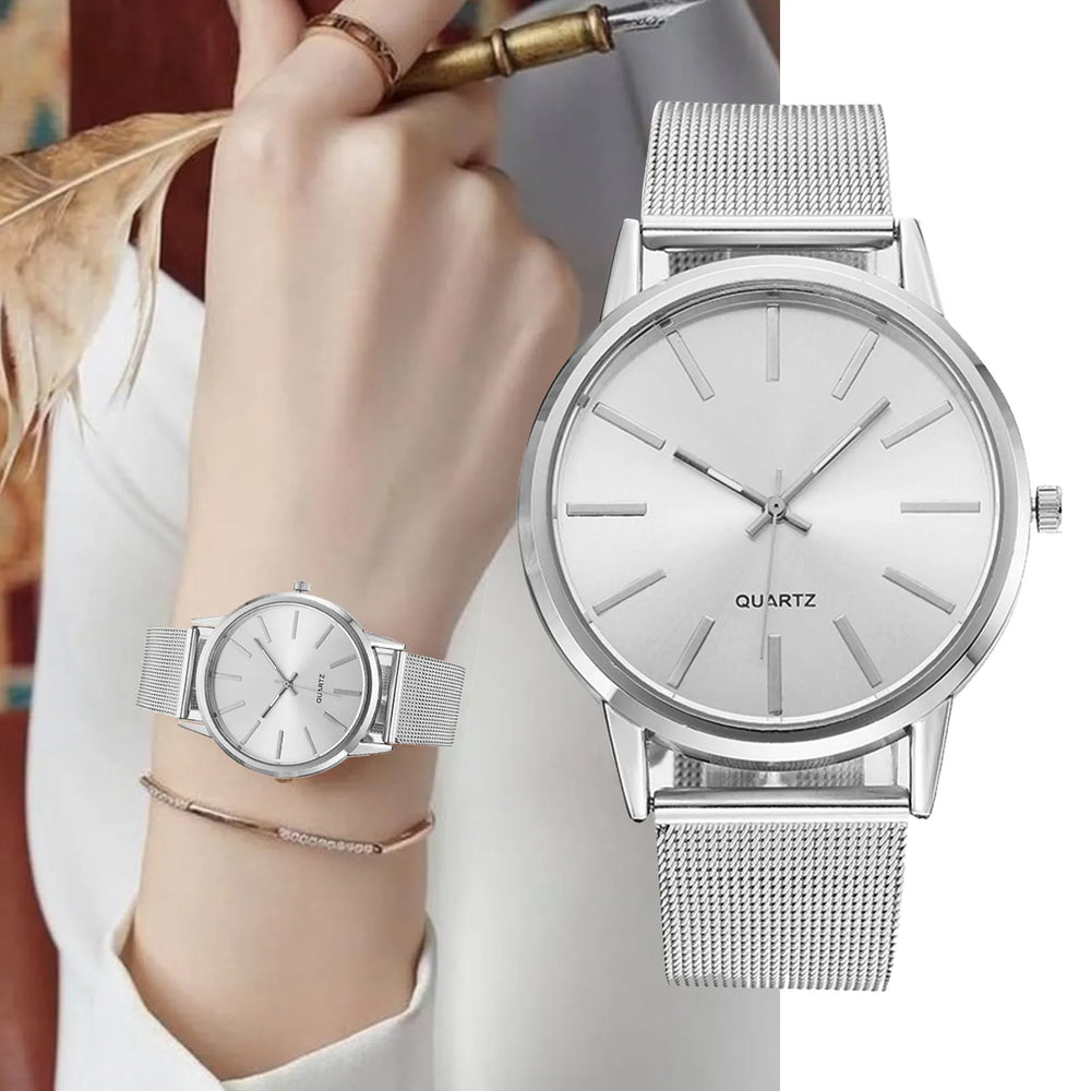 New In Stylish Silver Minimalist Business Elegant Ladies Watch
