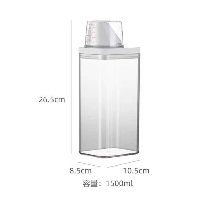 Airtight Clear Kitchen Storage Container with Measuring Cup