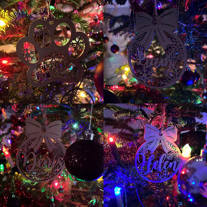 Custom Laser Engraved Family Christmas Ornaments with Names.