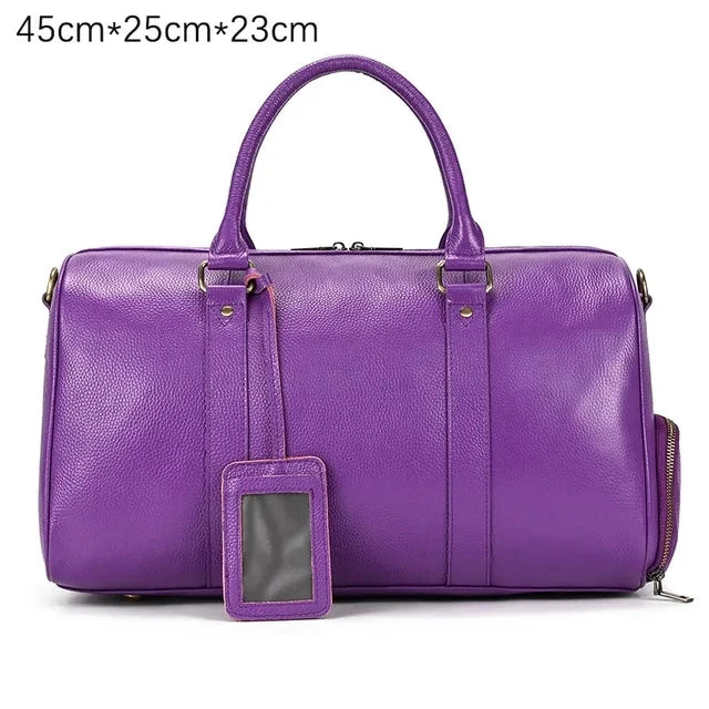 Big Capacity Genuine Leather Travel Bags Men Women Soft Black Cowhide Casual Travel Duffel High Quality Cow Leather Shoulder Bag
