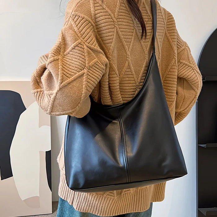 Fashion Leather Women's Hand-held Shoulder Bags, Large Capacity Simple and Versatile Tote Bag, Suitable for Commuting Banquets