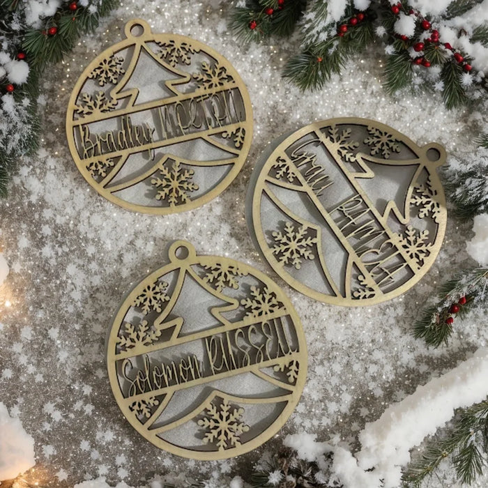 5pcs Personalized Christmas Wood Ornaments
