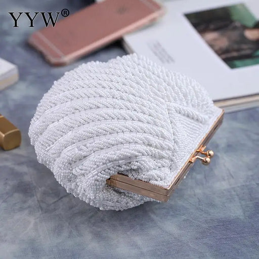 Elegant Beaded Shell Clutch Bag