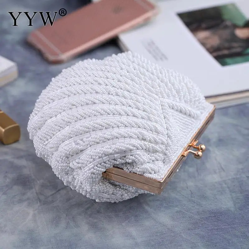 Elegant Beaded Shell Clutch Bag