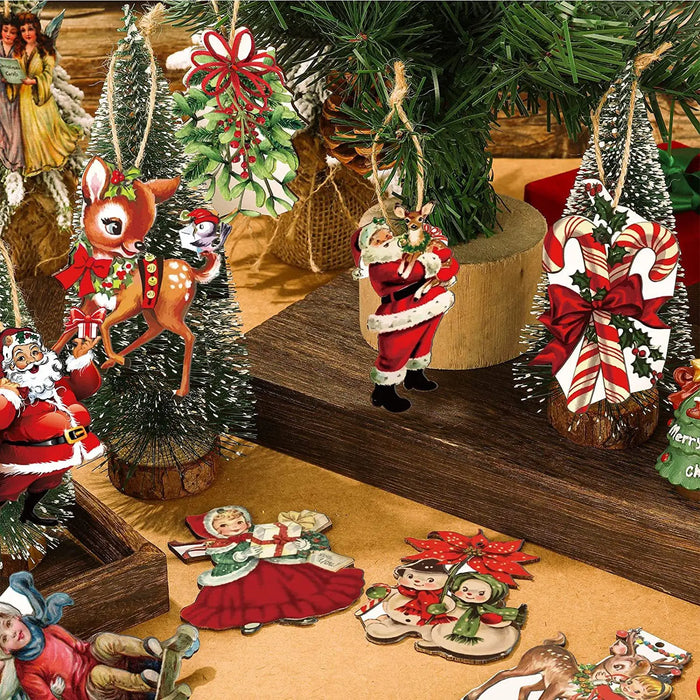 20pcs Christmas Wooden Ornaments