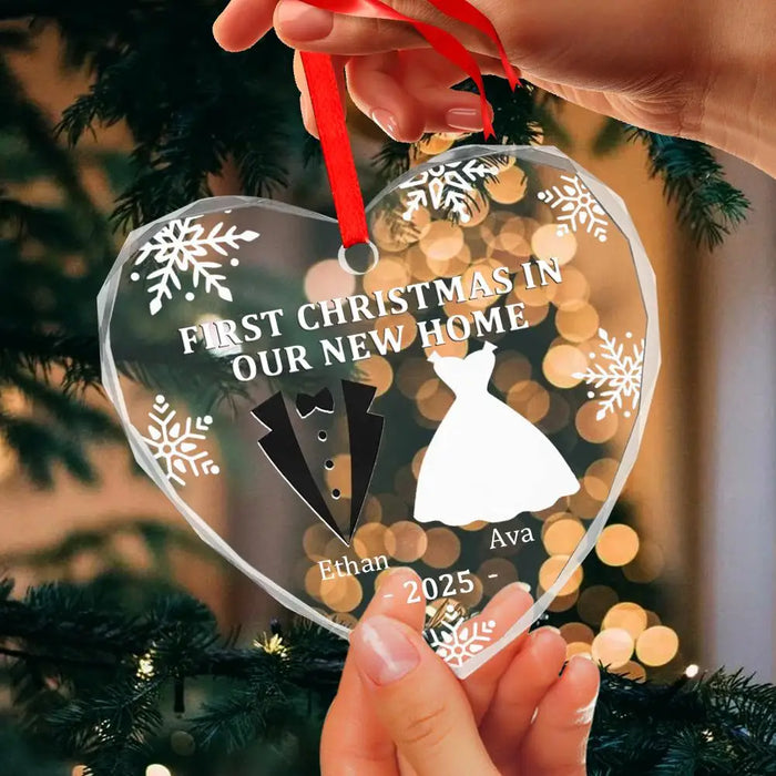 Custom First Christmas Glass Ornament Personalized Keepsake Gift