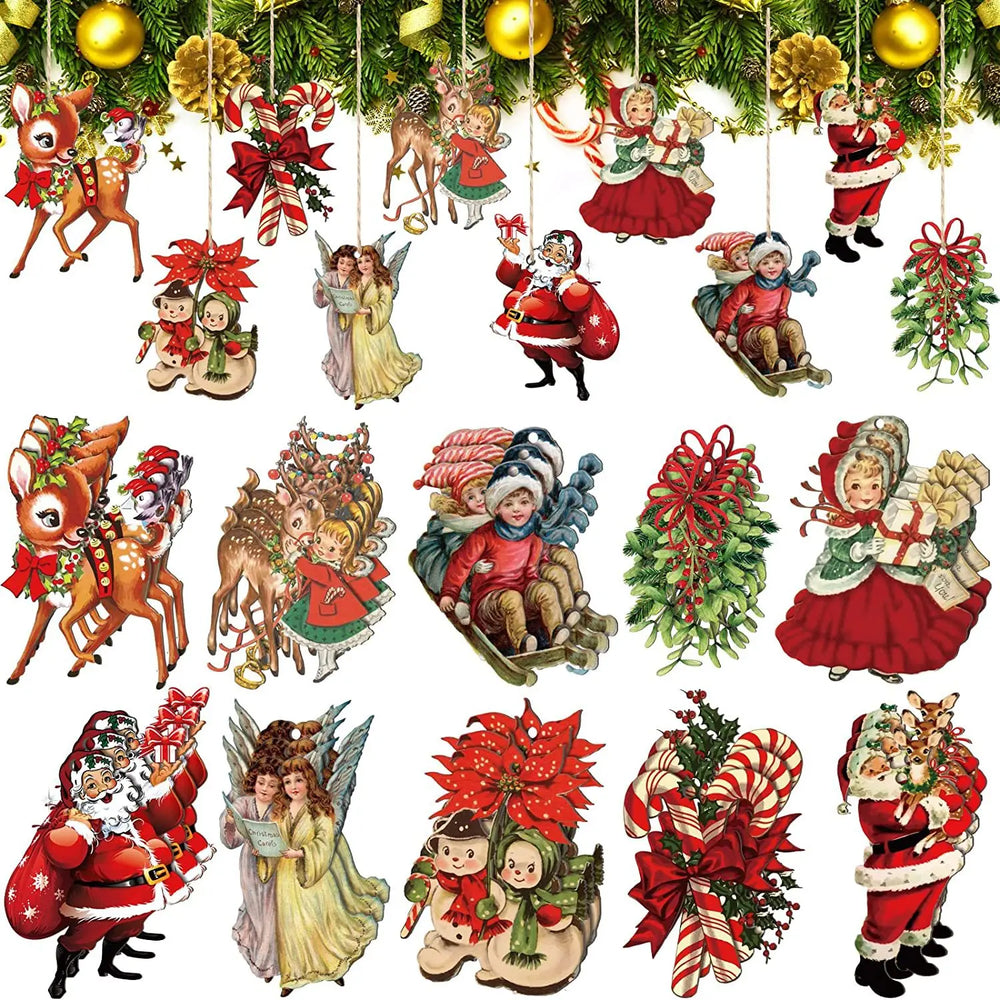 20pcs Christmas Wooden Ornaments