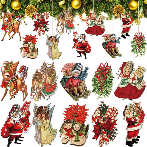 20pcs Christmas Wooden Ornaments