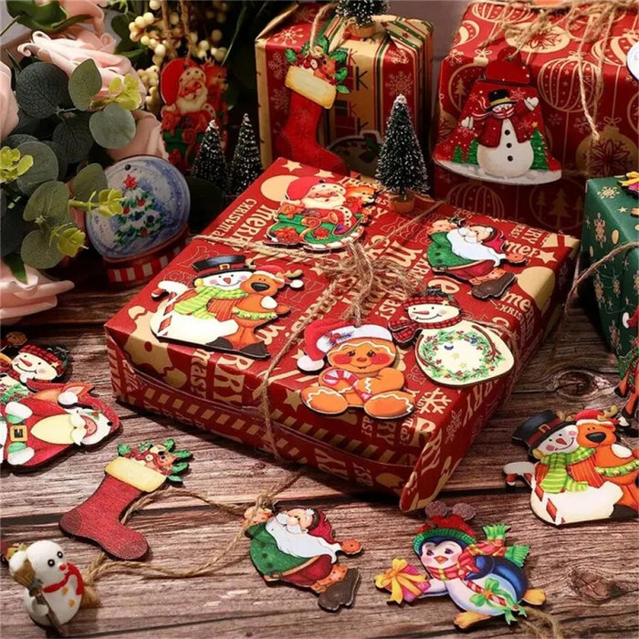 48pcs Wooden Christmas Hanging Ornaments.