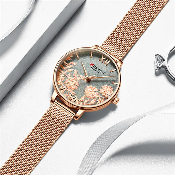 Top Brand Luxury Gold Ladies Wristwatch Stainless Steel Band