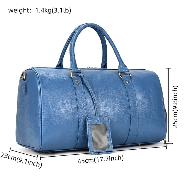 Big Capacity Genuine Leather Travel Bags Men Women Soft Black Cowhide Casual Travel Duffel High Quality Cow Leather Shoulder Bag