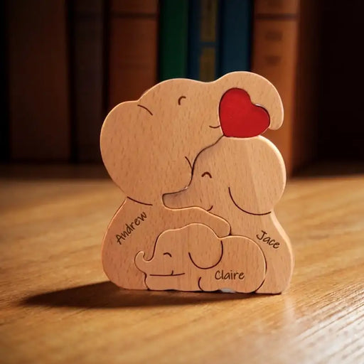 Personalized Family Elephant Wooden Puzzle