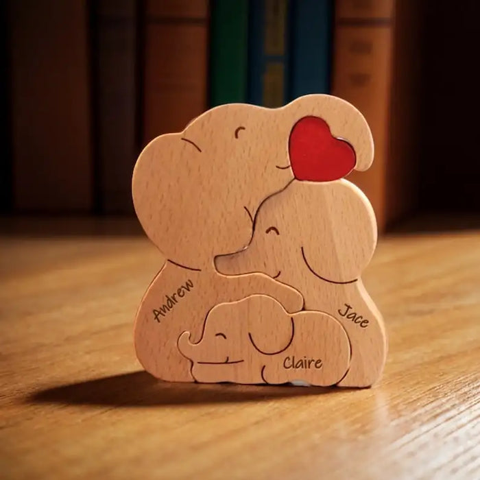 Personalized Family Elephant Wooden Puzzle