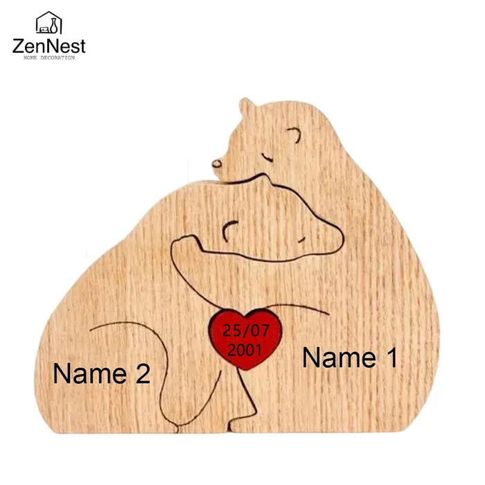 Personalized Wooden Bear Family Puzzle
