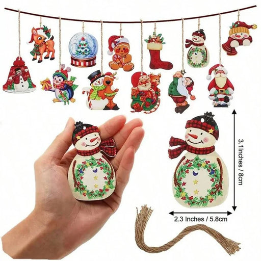 48pcs Wooden Christmas Hanging Ornaments.