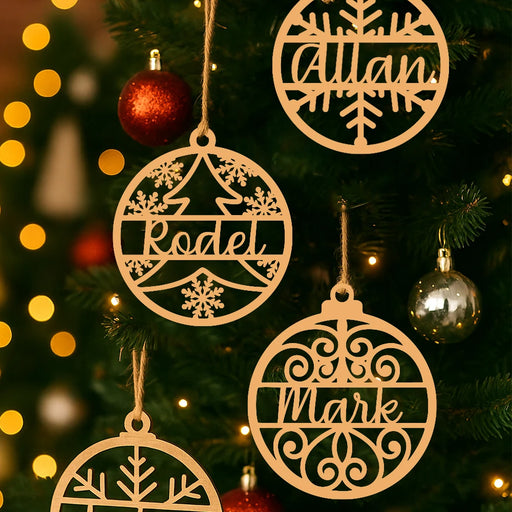 5pcs Personalized Christmas Wood Ornaments