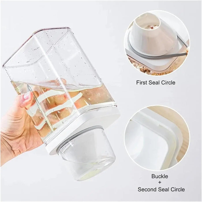Airtight Clear Kitchen Storage Container with Measuring Cup