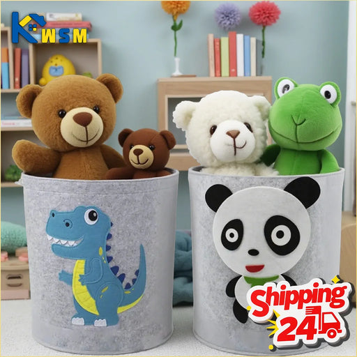 Panda & Dinosaur Felt Toy Storage Basket