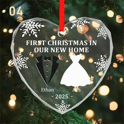 Custom First Christmas Glass Ornament Personalized Keepsake Gift