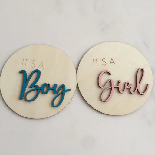 Boho Wooden Baby Gender Announcement Sign