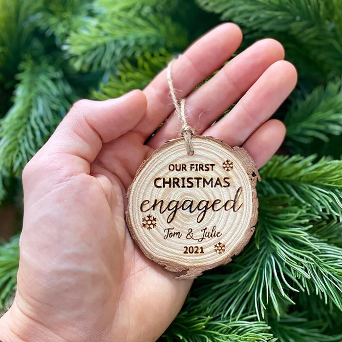 Personalized First Christmas Engaged Ornament