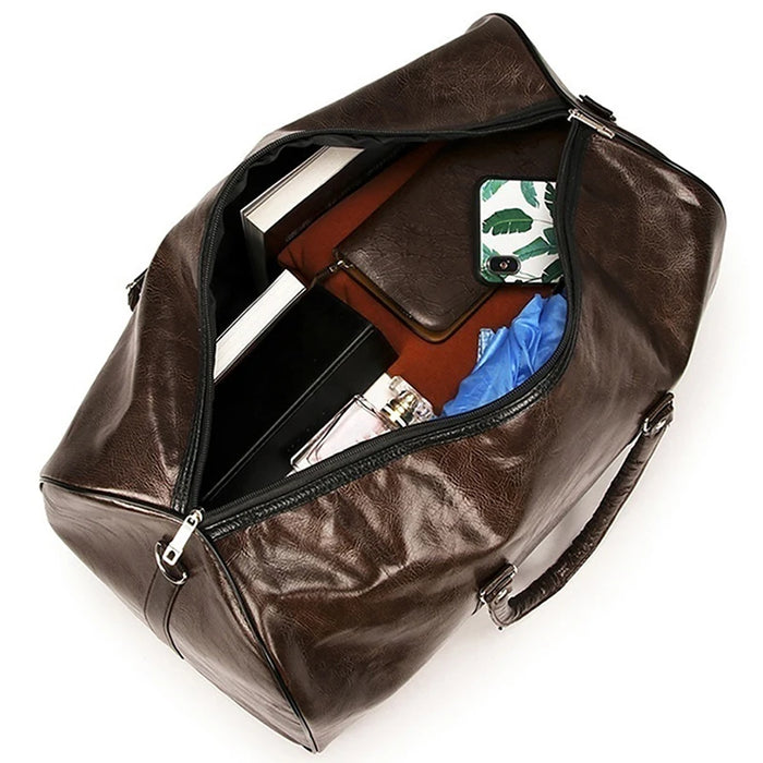 Men’s Large Leather Travel Duffel Bag