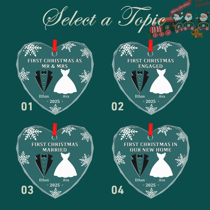 Custom First Christmas Glass Ornament.