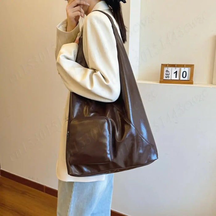 Womens Tote Bag Fashion Shoulder Bags PU Leather with Zipper Pockets Large Hobo Shoulder Bag Shopper Travel Bag Slouchy Hobo Bag