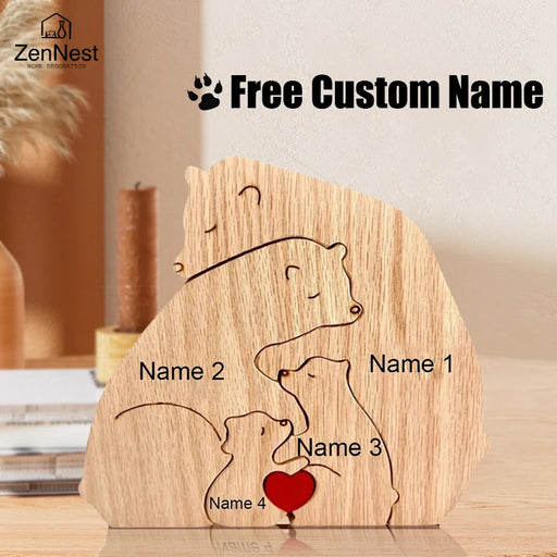 Personalized Wooden Bear Family Puzzle