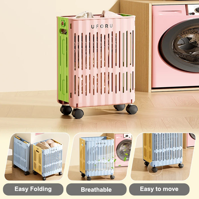 Medium/Large Foldable Laundry Hamper Spacious Portable with Wheels for Mobility