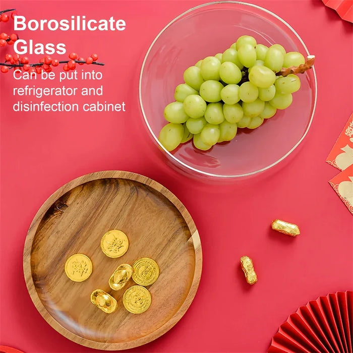 Creative Glass Food Storage Containers with Wooden Lids