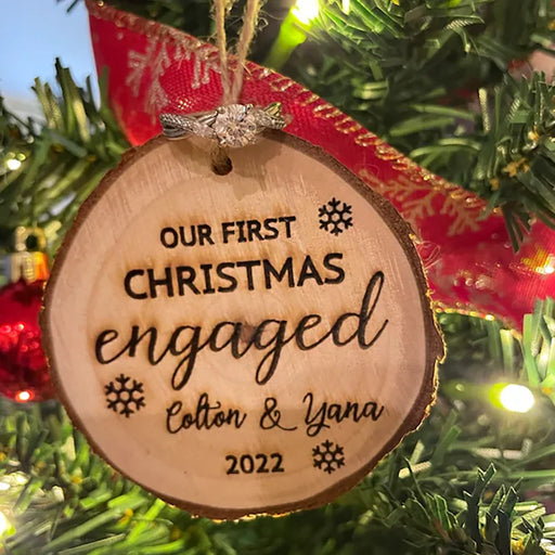 Personalized First Christmas Engaged Ornament