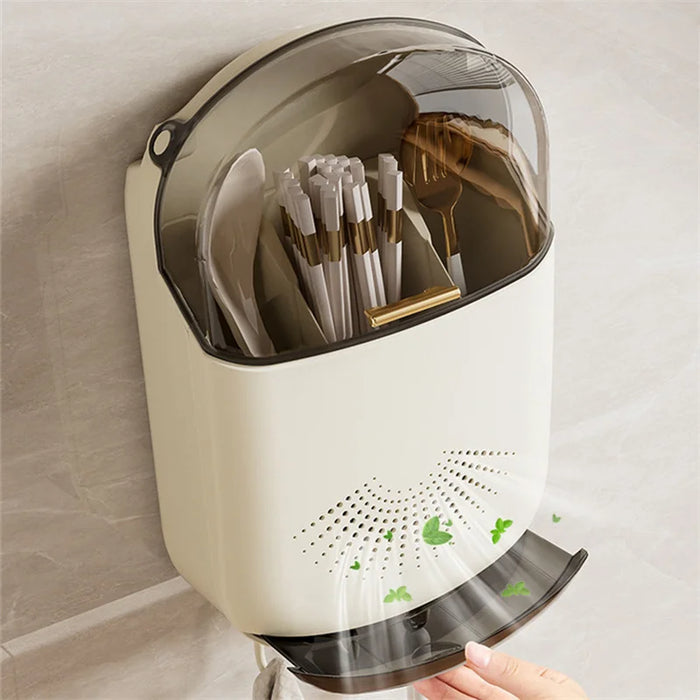 Wall-Mount Kitchen Cutlery Storage Box