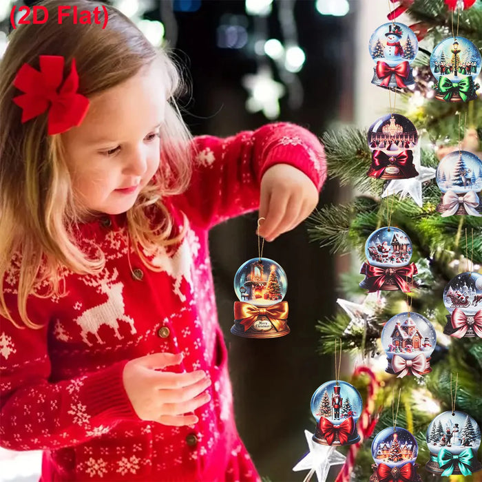 Christmas Snow Scene Wooden Pendants