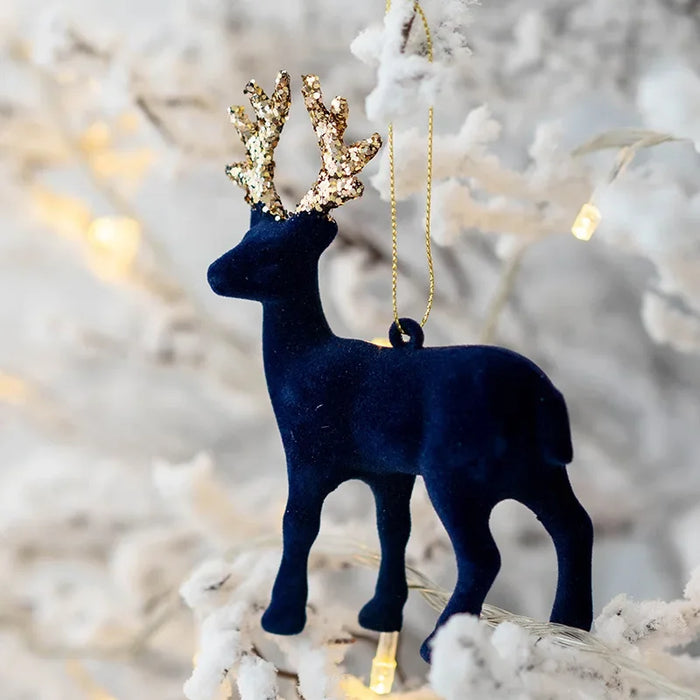Christmas Pink Flocked Deer Ornament