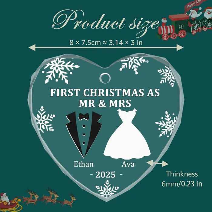 Custom First Christmas Glass Ornament.