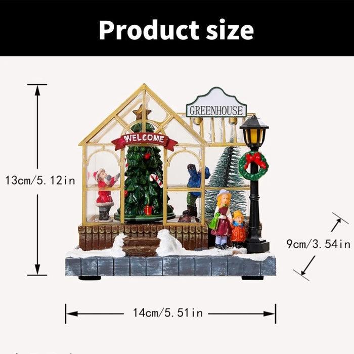 Christmas Musical Greenhouse Ornament with LED Lights