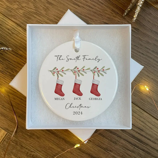 Personalized First Christmas as Family of 3 Bauble.