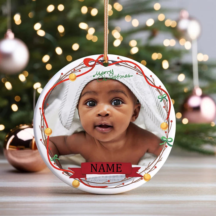 Personalized Baby Christmas Ceramic Ornament