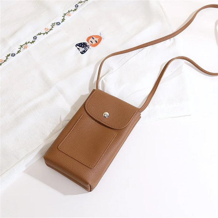 Women Soft Pu Leather Flap Crossbody Bags Fashion Versatile Phone Bag Shoulder Purses Simple Solid Wallet Handbag Travel Purse