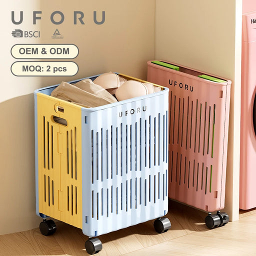 Medium/Large Foldable Laundry Hamper Spacious Portable with Wheels for Mobility