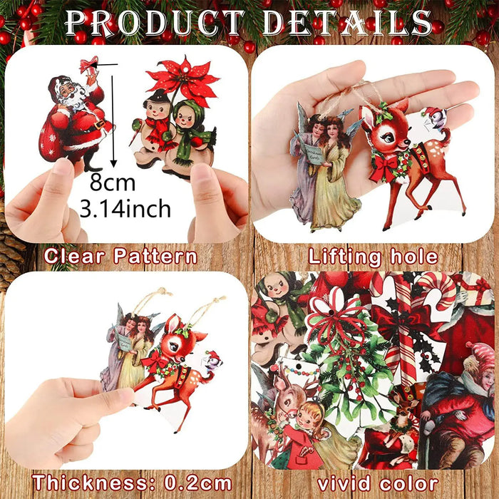 20pcs Christmas Wooden Ornaments
