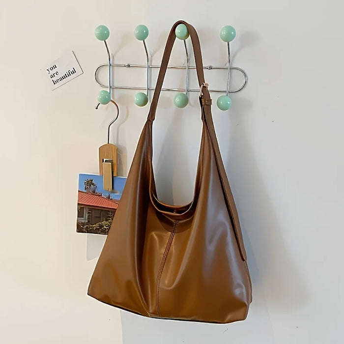 Fashion Leather Women's Hand-held Shoulder Bags, Large Capacity Simple and Versatile Tote Bag, Suitable for Commuting Banquets