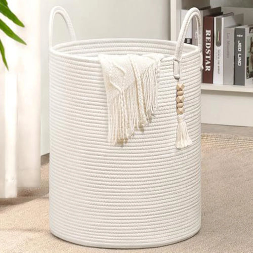Large Tall Woven Storage Basket with Handles
