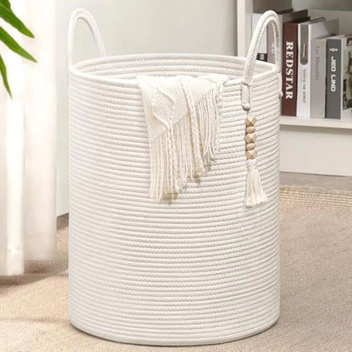 Large Tall Woven Storage Basket with Handles