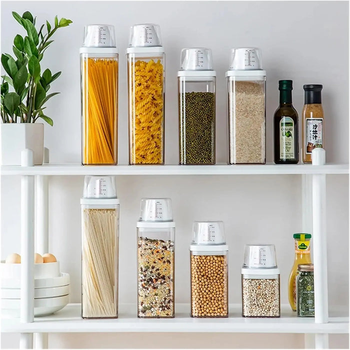 Airtight Clear Kitchen Storage Container with Measuring Cup