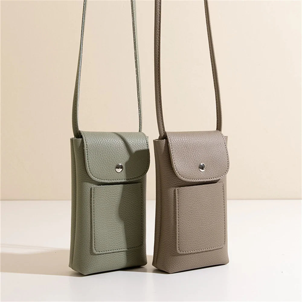Women Soft Pu Leather Flap Crossbody Bags Fashion Versatile Phone Bag Shoulder Purses Simple Solid Wallet Handbag Travel Purse